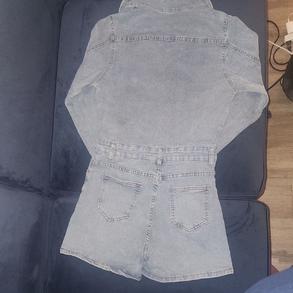 Women's Denim Jean Shorts/Romper - Picture 5 of 5